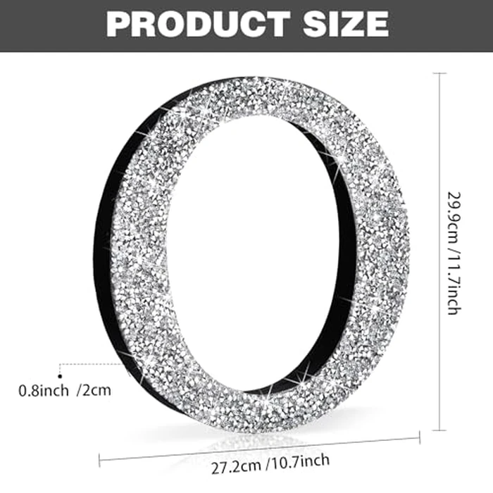 Qunclay Silver Crystal Diamond Bling Letters Crushed Diamond Decoration Wooden Glitter Letter with Screw and Hooks Rhinestone Gift for Wedding Y2k Mcbling Bedroom Wall Decor(Letter O,12''l X 12"w) by Qunclay - Image 2