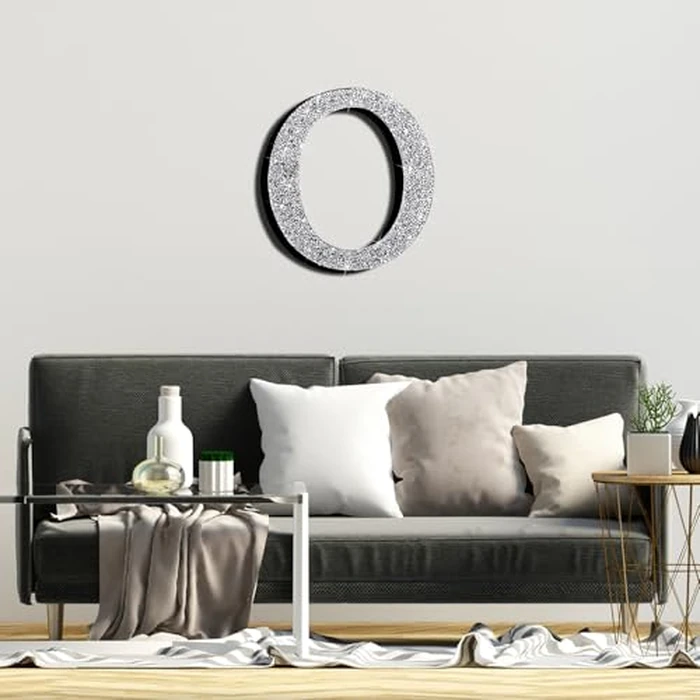 Qunclay Silver Crystal Diamond Bling Letters Crushed Diamond Decoration Wooden Glitter Letter with Screw and Hooks Rhinestone Gift for Wedding Y2k Mcbling Bedroom Wall Decor(Letter O,12''l X 12"w) by Qunclay - Image 5