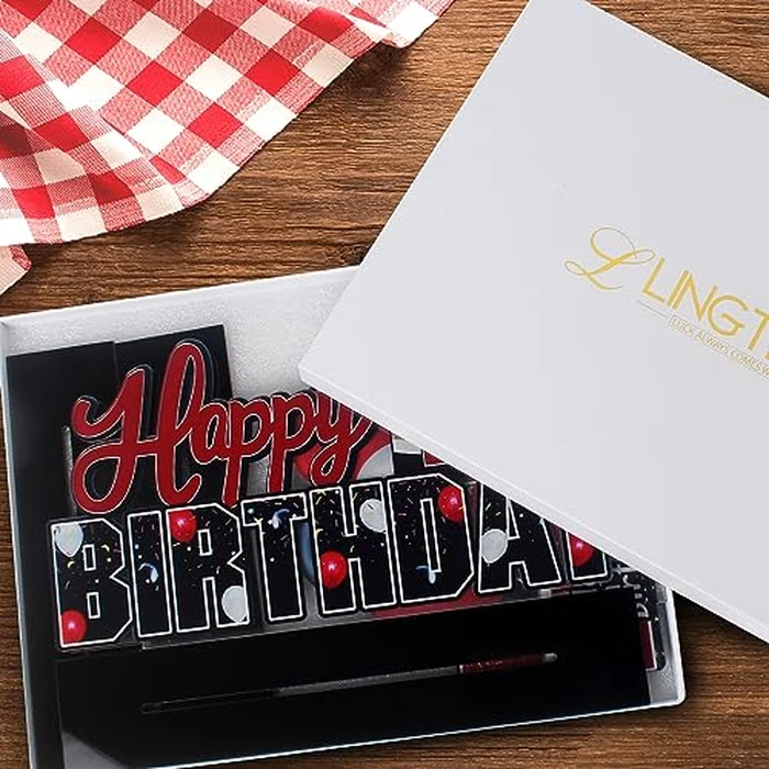 LINGTEER Happy 10th Birthday Red Acrylic Table Topper Centerpieces Set - Cheers to Ten Years Old Birthday 10th Bday Party Gift Decorations. by LINGTEER - Image 5