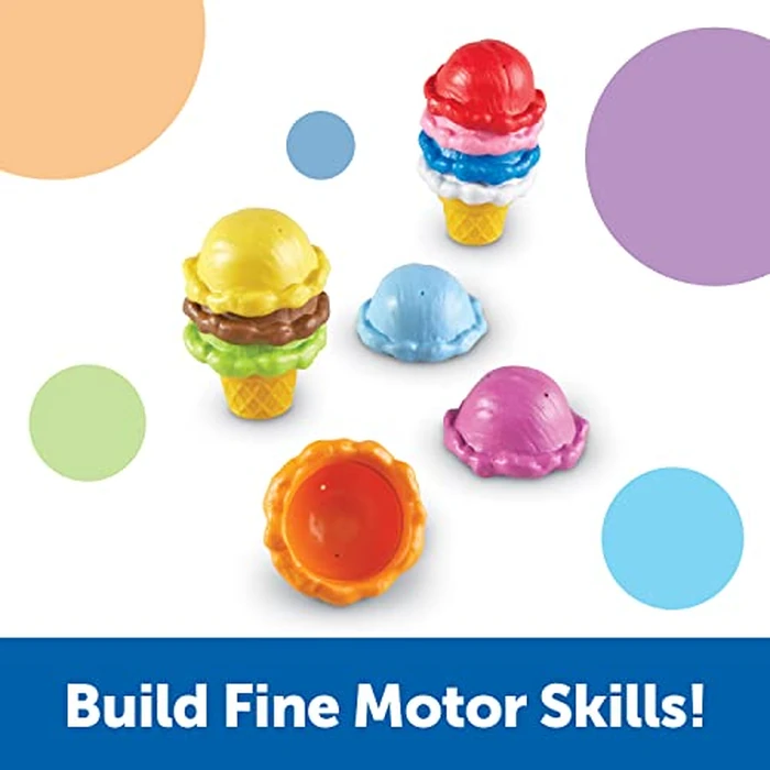 Learning Resources Smart Snacks Rainbow Color Cones - Ice Cream Toy Scoop, Sensory Play Food, Fine Motor for Toddlers, Color Sorting and Stacking , Montessori Kitchen, Preschool Activities by Learning Resources - Image 4