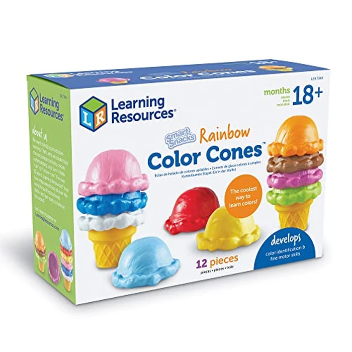 Learning Resources Smart Snacks Rainbow Color Cones - Ice Cream Toy Scoop, Sensory Play Food, Fine Motor for Toddlers, Color Sorting and Stacking , Montessori Kitchen, Preschool Activities by Learning Resources - Image 7