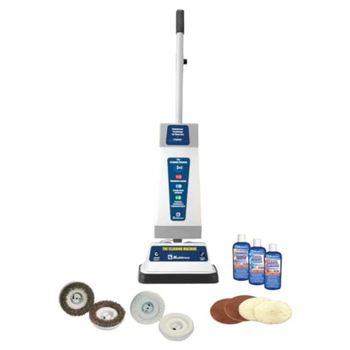 Koblenz Shampooer and Polisher Cleaning Machine, Floor Cleaner with 1100-rpm Motor, 5' Power Cord, 120-oz Tank, 2-Speed Settings, Scrubbing Brushes, Lambswool Pads, and Polishing Pads, P-820 B by Koblenz - Used - Like New condition - US$180.32