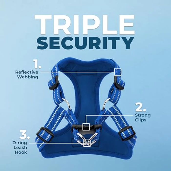 Best Pet Supplies Voyager Mesh Dog Breathable Harness Reflective Stitching, All Weather Adjustable for Walking Training, or Running - Heavy Duty & Durable, Harness (Royal Blue), M by Best Pet Supplies - Image 2