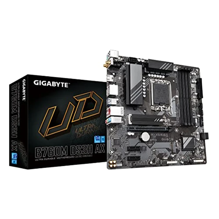 GIGABYTE B760M DS3H AX (LGA 1700/ Intel/ B760/ M-ATX/ DDR5/ 2* M.2/ PCIe 4.0/ USB 3.2 Gen 2 Type-C/WiFi 6E/ 2.5GbE LAN/Q-Flash Plus/PCIe EZ-Latch/Motherboard) by GIGABYTE - Used - Like New condition