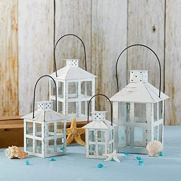 Kate Aspen Rustic Farmhouse Decor White Candle Holder Lantern Decorative (7.5 Inch), Wedding Decoration, Centerpiece Table Decorations, Home Decor, Shelf Decor by Kate Aspen - Image 3