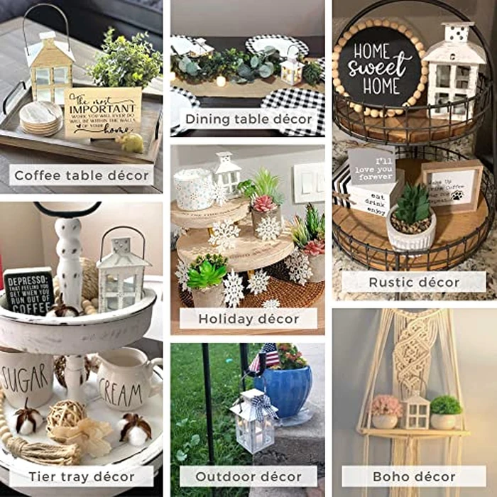 Kate Aspen Rustic Farmhouse Decor White Candle Holder Lantern Decorative (7.5 Inch), Wedding Decoration, Centerpiece Table Decorations, Home Decor, Shelf Decor by Kate Aspen - Image 5