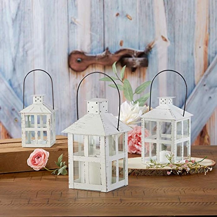 Kate Aspen Rustic Farmhouse Decor White Candle Holder Lantern Decorative (7.5 Inch), Wedding Decoration, Centerpiece Table Decorations, Home Decor, Shelf Decor by Kate Aspen - Image 7