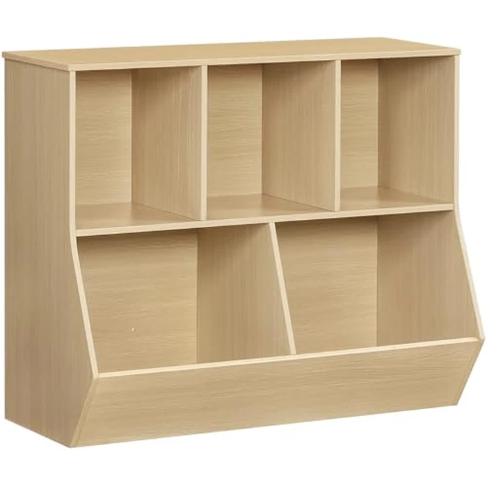 HOOBRO Kids Bookshelf, Bookcase Footboard, Toys Storage Cubby, Children's Toy Shelf, Toy Storage Cabinet, Suitable for Children's Room, Playroom, Hallway, Kindergarten, School, Natural NL32CW01 by HOOBRO - Image 1