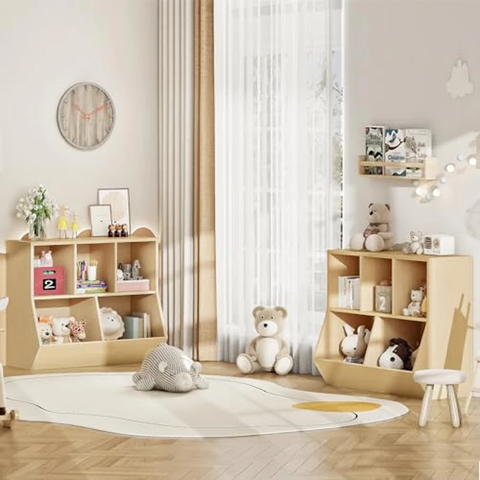 HOOBRO Kids Bookshelf, Bookcase Footboard, Toys Storage Cubby, Children's Toy Shelf, Toy Storage Cabinet, Suitable for Children's Room, Playroom, Hallway, Kindergarten, School, Natural NL32CW01 by HOOBRO - Image 6