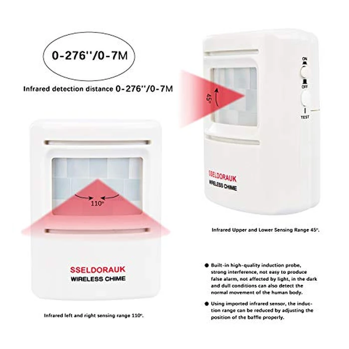 S SELDORAUK Dog Barking Alarm Motion Sensor with Remote- 1000 Feet Wireless Home Security Driveway Alarm Kit White (1Receiver+1Motion Detector+1Remote) by S SELDORAUK - Image 4