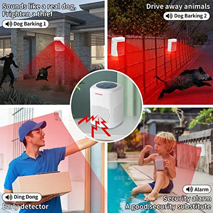 S SELDORAUK Dog Barking Alarm Motion Sensor with Remote- 1000 Feet Wireless Home Security Driveway Alarm Kit White (1Receiver+1Motion Detector+1Remote) by S SELDORAUK - Image 6