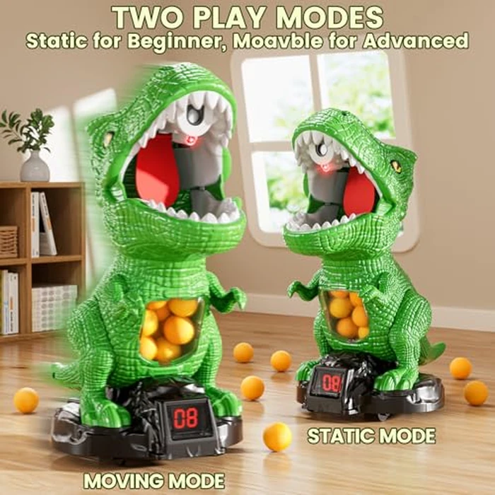 XINNOVEL Movable Dinosaur Shooting for Toys Kids 4-6, Electronic Kids Target Games w/Air Pump Launcher, LCD Score Record, Sound, 24 Foam Balls, Birthday Gifts for 3 4 5 6 7 8 9 Year Old Boys Girls by XINNOVEL - Image 5