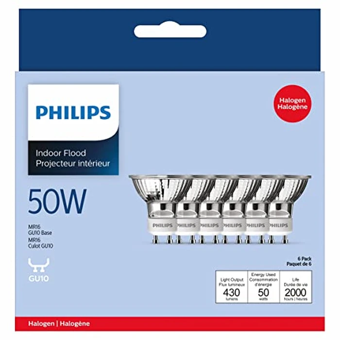 Philips 569871 Halogen 50W GU10 Flood Light Bulb 6 Pack by Philips - Used - Acceptable condition - CA$11.31