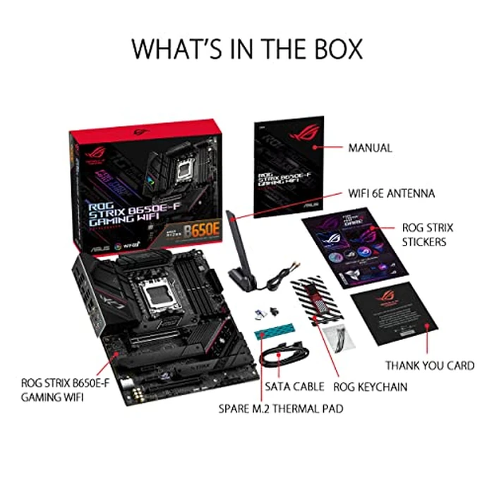 ASUS ROG Strix B650E-F Gaming WiFi AMD B650 AM5 Ryzen(TM) Desktop 9000 8000 & 7000 ATX Motherboard, 12+2 Power Stages, DDR5, 3X M.2 Slot, PCIe(R) 5.0, WiFi 6E, 2.5G LAN, USB 3.2 Gen 2x2 Type-C(R), Aura Sync by ASUS - Image 6