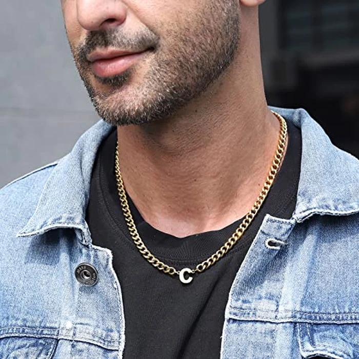 DuoDiner L Letter Necklace Initial Cuban Link Chain for Men Boys Stainless Steel Pendant Gift Gold by DuoDiner - Image 4