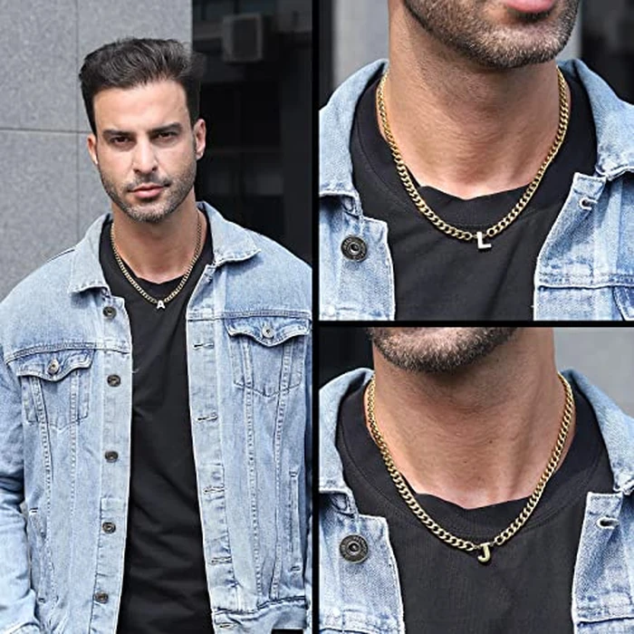 DuoDiner L Letter Necklace Initial Cuban Link Chain for Men Boys Stainless Steel Pendant Gift Gold by DuoDiner - Image 5