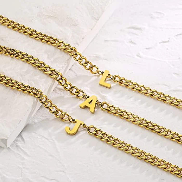 DuoDiner L Letter Necklace Initial Cuban Link Chain for Men Boys Stainless Steel Pendant Gift Gold by DuoDiner - Image 6