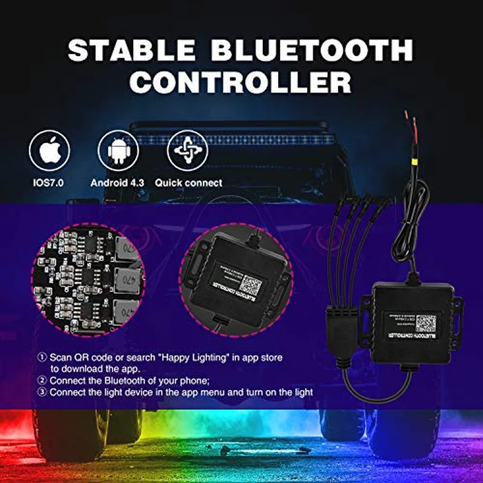 Nilight RGB LED Rock Lights Kit, 4 pods Underglow Multicolor Neon Light Pod with Bluetooth App Control Flashing Music Mode Wheel Well Light for Truck ATV UTV RZR SUV by Nilight - Image 3