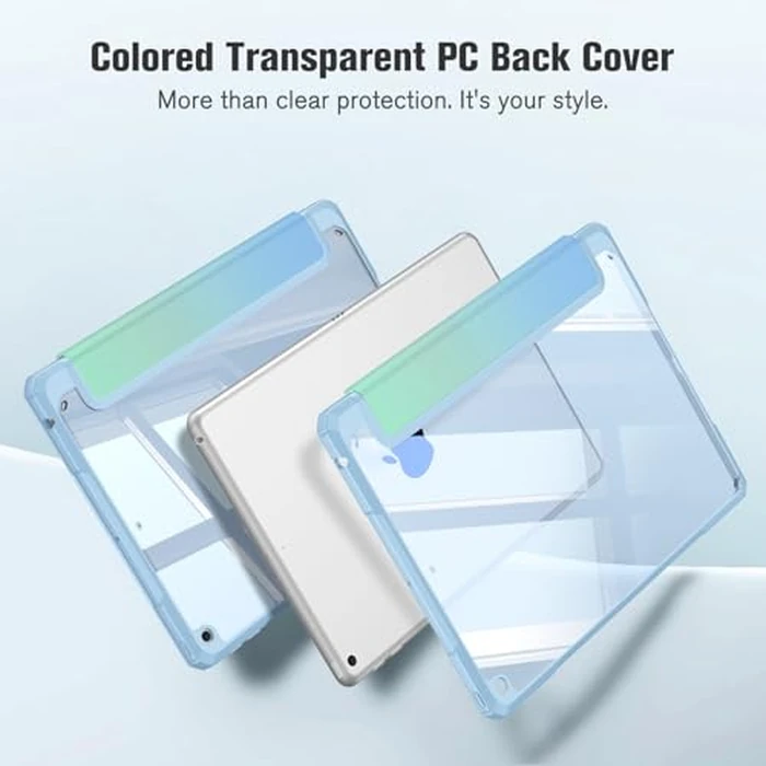 Fintie Hybrid Slim Case for iPad 9th / 8th / 7th Generation (2021/2020 / 2019) 10.2 Inch - [Built-in Pencil Holder] Shockproof Cover with Clear Transparent Back Shell, Seaside Ombre by FINTIE - Image 5