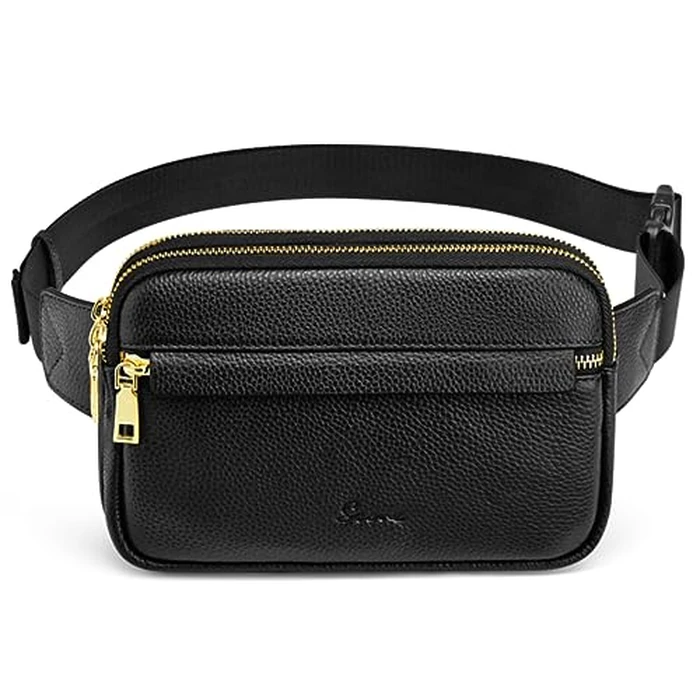 S-ZONE Fanny Packs for Women Genuine Leather RFID Blocking Crossbody Bags Purses Sling Waist Chest Bag Gifts Travel Running Adjustable Strap Men by S-ZONE - Used - Like New condition - US$37.99