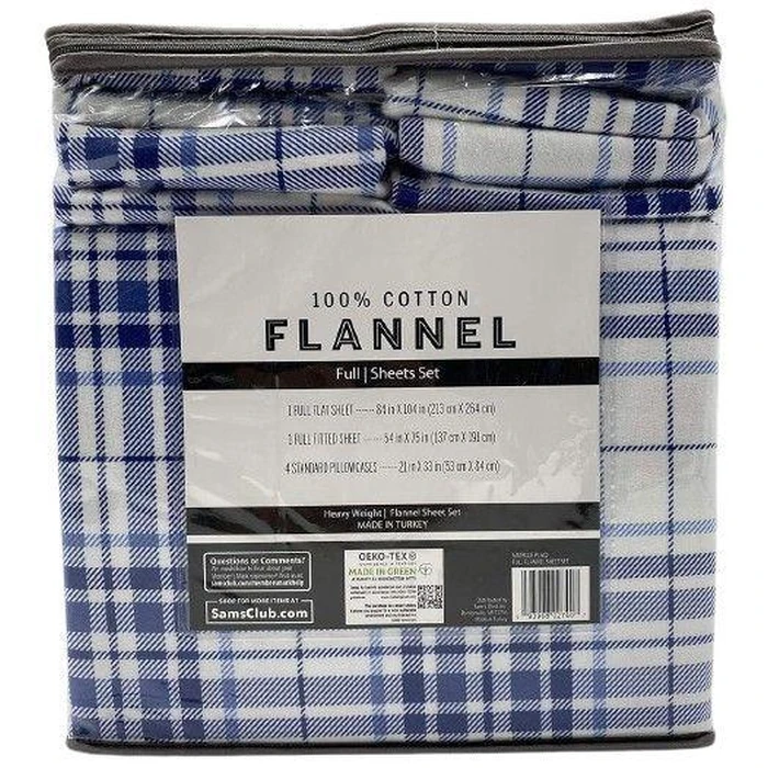 Member's Mark 100% Cotton 6pc Flannel Sheets Full Set - Blue Plaid by Member's Mark - Refurbished - Brand New condition - US$50.98