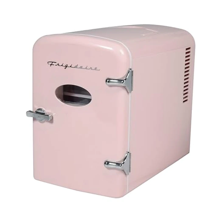 Frigidaire Pink Mini Personal Fridge Cooler, 1 Gal Capacity fits Six Cans, Includes Plugs for Home Outlet & DC Charger - 9.84" D x 7.09" W x 10.35" H by Frigidaire - Image 3