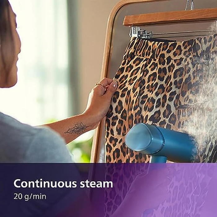 Philips 3000 Series Handheld Steamer - 1000W, 20 g/min Steam, Detachable 100ml Water Tank, Plastic Plate, Blue (STH3000/20) by Philips - Image 3