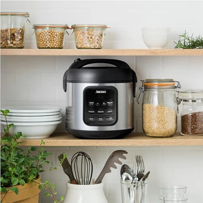 AROMA(R) Digital Rice Cooker, 4-Cup (Uncooked) / 8-Cup (Cooked), Steamer, Multicooker, Slow Cooker, Oatmeal Cooker, Auto Keep Warm, 2 Qt, Stainless Steel Exterior by Aroma Housewares - Image 7