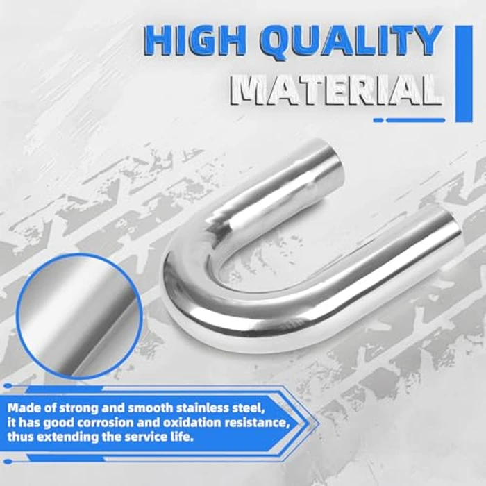 Piclafe 2.5" OD 180 Degree U-Bend Exhaust Pipe, 180 Degree Exhaust Tube Made of Stainless Steel for Car DIY Custom Mandrel Exhaust Pipe by Piclafe - Image 4