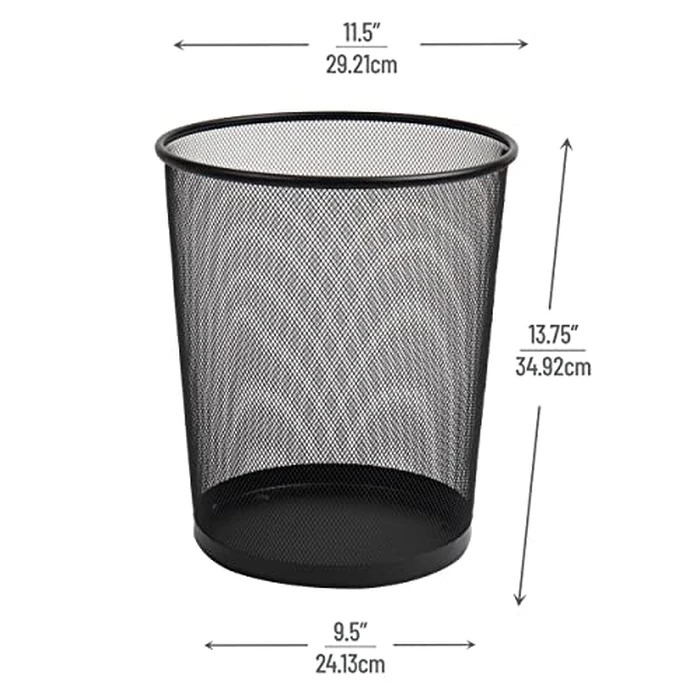 Mind Reader Mesh Trash Can, Set of 3, Waste Paper Basket, Round, Office, Metal Mesh, 11.5" L x 11.5" W x 13.75" H, Black by Mind Reader - Image 3