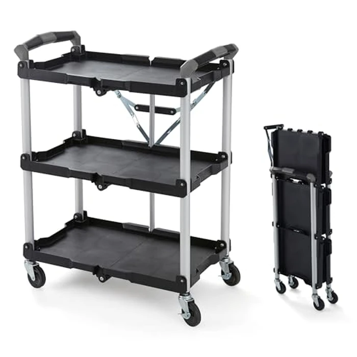 Olympia Tools 85-188 Pack-N-Roll Folding Collapsible Service Cart, 150LB Capacity, Black by Olympia Tools - Used - Like New condition - US$85.51