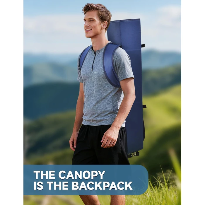 East Oak Camping Chair with Canopy | 25" High Back Folding Beach Chair with Canopy Shade, Supportive Headrest, Cup Holder, Side Pocket, 330 lbs Heavy Duty Canopy Chair for Outdoors by EAST OAK - Image 4