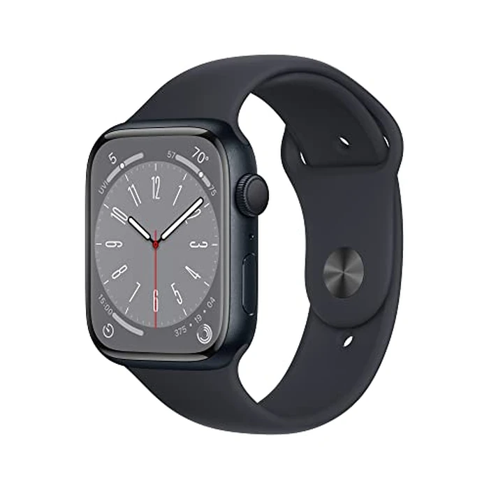 Apple Watch Series 8 [GPS 45mm] Smart Watch w/Midnight Aluminum Case with Midnight Sport Band - M/L. Fitness Tracker, Blood Oxygen & ECG Apps, Always-On Retina Display, Water Resistant by Apple - Used - Like New condition