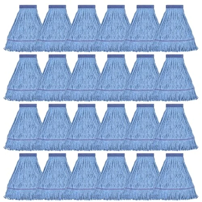 Matthew Cleaning Heavy Duty Mop Head Commercial Grade Replacement for General and Floor Cleaning, Wet Industrial Blue Cotton Looped End String Head Refills (Case of 24) Blue by L Luke Supply - Used - Like New condition - US$39.39