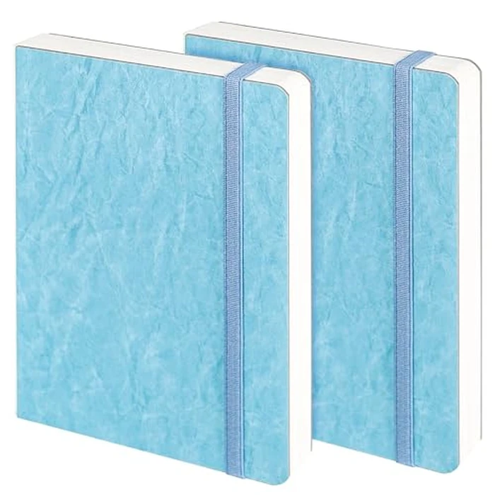 Funto Watercolor Journal, 7.5x5", 2 Packs, 44 Pages Each, Cold-pressed 100% Cotton, Pearlescent PU Leather Blue Cover, Art Supplies for Mixed Media by Funto - Used - Like New condition