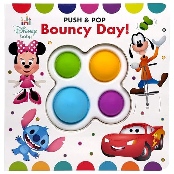 Disney Baby Mickey, Minnie Mouse, Cars, Stitch, and More! - Bouncy Day! Push & Pop - Tactile Fidget Toy Play - PI Kids by PI Kids - Image 1