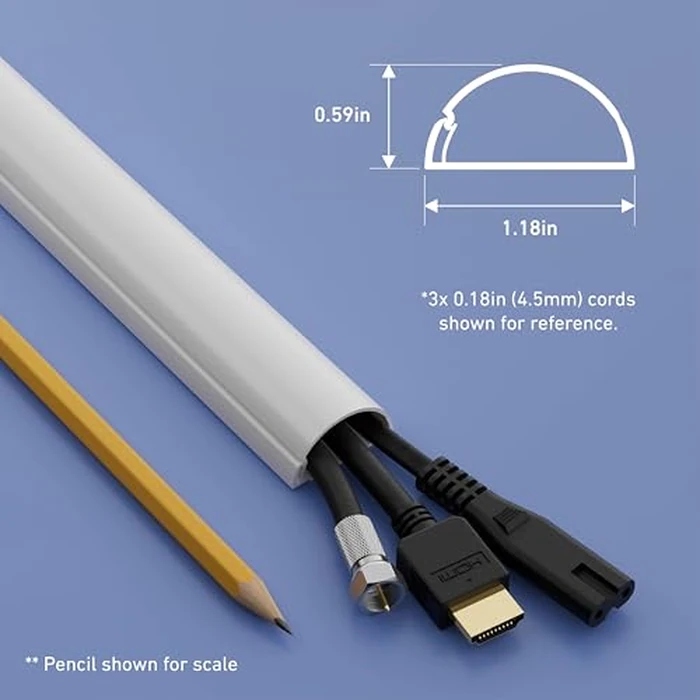 D-Line Cable Raceway On-Wall Cord Cover | 1D3015W | Surface Mount Electrical Channel to Hide and Conceal Cords, Cables, and Wires | White, Paintable by D-Line - Image 3