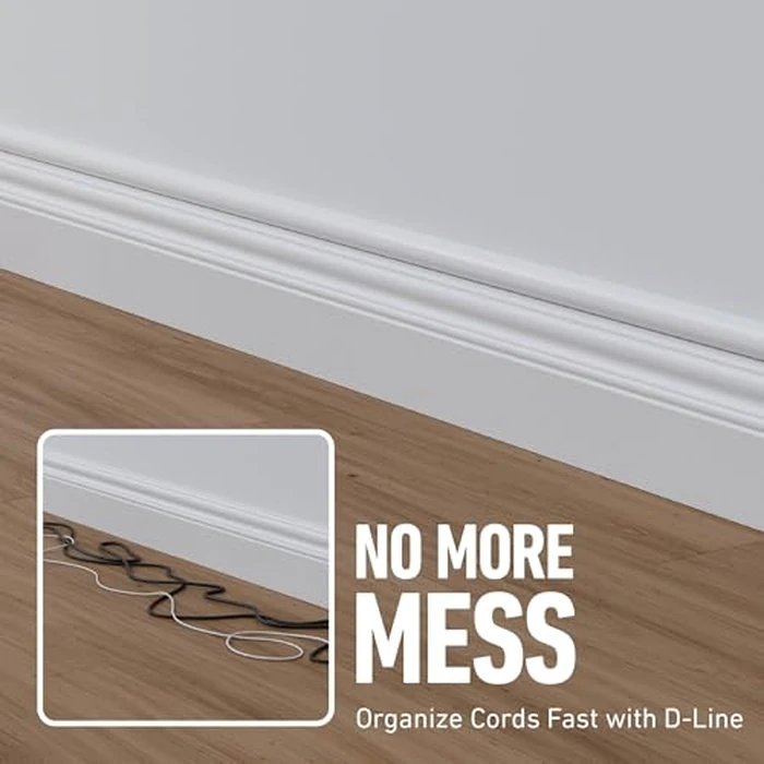D-Line Cable Raceway On-Wall Cord Cover | 1D3015W | Surface Mount Electrical Channel to Hide and Conceal Cords, Cables, and Wires | White, Paintable by D-Line - Image 6