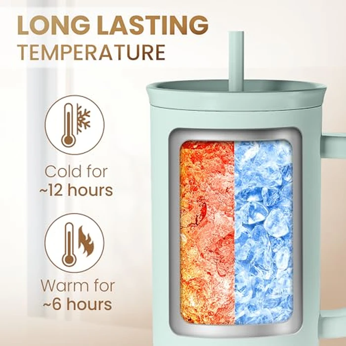 Personalized Monogrammed Tumbler with Handle 40oz, Letter P Tumblers Insulated Coffee Travel Cup, Custom Initial Gift for Women Girls Friends, Monogram Gift for Christmas Birthday Mothers Day by SANDJEST - Image 4