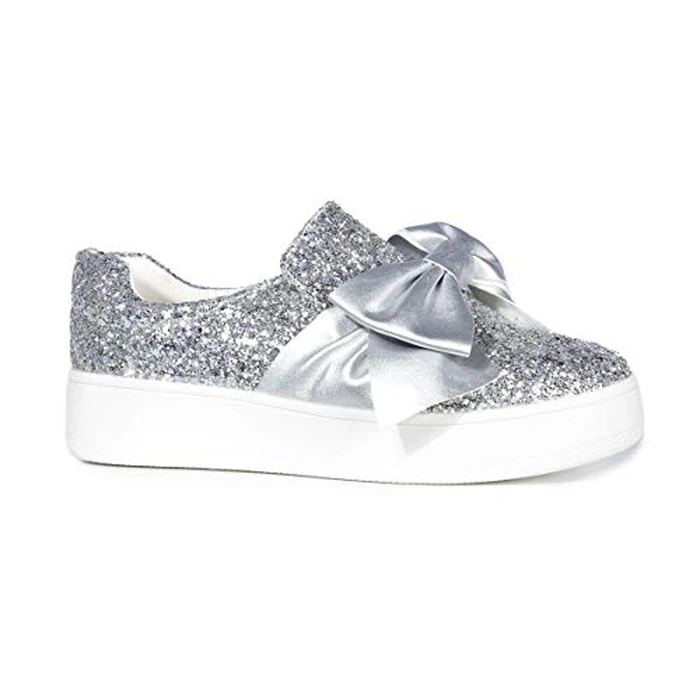 J. Adams Wally Platform Slip-On Shoes for Women - Comfortable Sneakers with Bow Silver Glitter by J. Adams - Used - Very Good condition - US$21.25