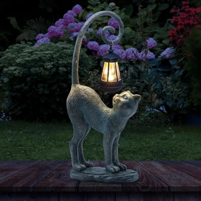 REYISO Outdoor Spring Decorations Gifts Cat Garden Statues with Solar Lights, Home Decor Cat Figurines for Lawn,Patio,Balcony,Porch,Yard Art Ornament- Birthday Gifts for Women Grandma Sister by REYISO - Used - Like New condition