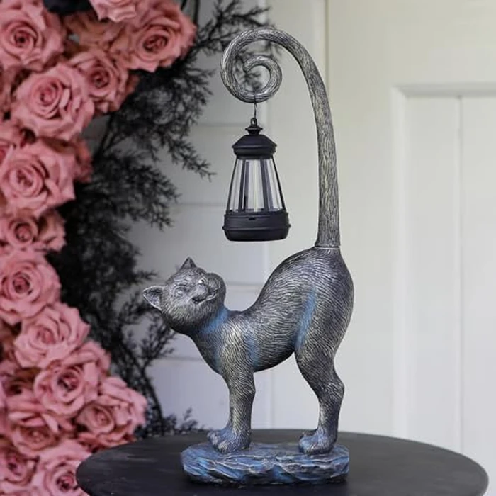 REYISO Outdoor Spring Decorations Gifts Cat Garden Statues with Solar Lights, Home Decor Cat Figurines for Lawn,Patio,Balcony,Porch,Yard Art Ornament- Birthday Gifts for Women Grandma Sister by REYISO - Image 6