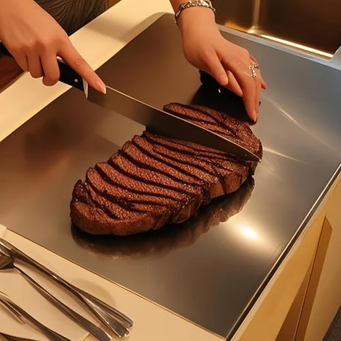 OTAVILEM Stainless Steel Cutting Boards for Kitchen, Kneading Cutting Board Mats, Metal Cutting Board for Meat, Fruits, Vegetables, Bread, and Baking Large Cutting Boards 19.7"L x 15.7"W by OTAVILEM - Image 2