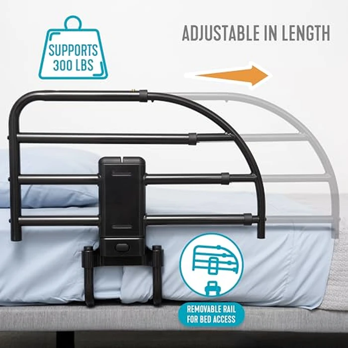 Able Life Click-N-Go Extendable Bed Rail for Wood Adjustable Bed Frames. Removable Bed Handle for Elderly Adults and Seniors, Fits King, Queen, Full, and Twin Beds, ASTM Safety Approved Bedrail by Able Life Comfortably Independent - Image 2