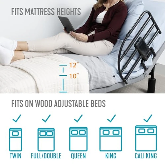 Able Life Click-N-Go Extendable Bed Rail for Wood Adjustable Bed Frames. Removable Bed Handle for Elderly Adults and Seniors, Fits King, Queen, Full, and Twin Beds, ASTM Safety Approved Bedrail by Able Life Comfortably Independent - Image 4