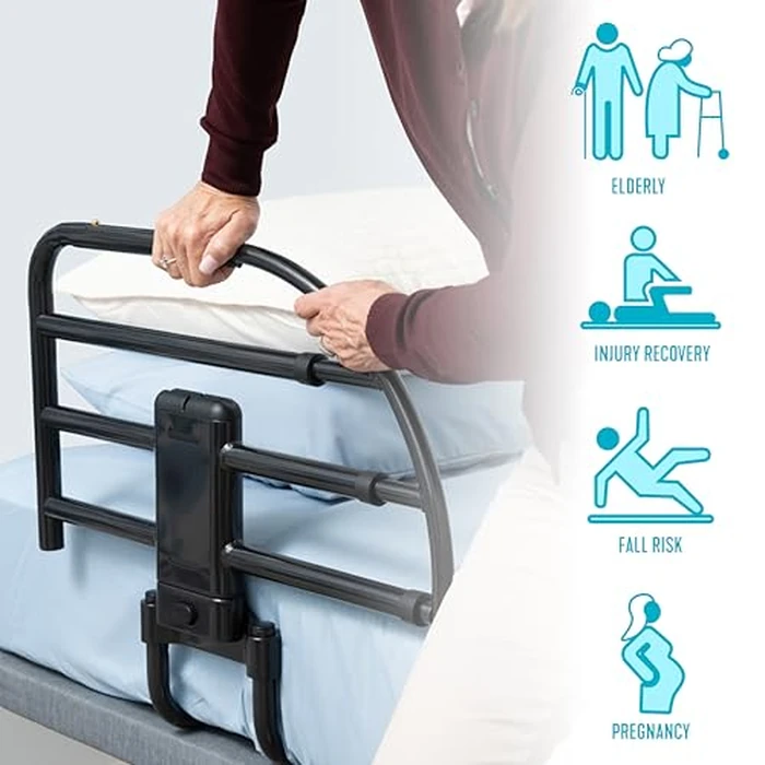 Able Life Click-N-Go Extendable Bed Rail for Wood Adjustable Bed Frames. Removable Bed Handle for Elderly Adults and Seniors, Fits King, Queen, Full, and Twin Beds, ASTM Safety Approved Bedrail by Able Life Comfortably Independent - Image 5