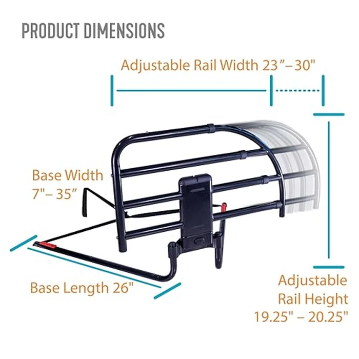 Able Life Click-N-Go Extendable Bed Rail for Wood Adjustable Bed Frames. Removable Bed Handle for Elderly Adults and Seniors, Fits King, Queen, Full, and Twin Beds, ASTM Safety Approved Bedrail by Able Life Comfortably Independent - Image 6