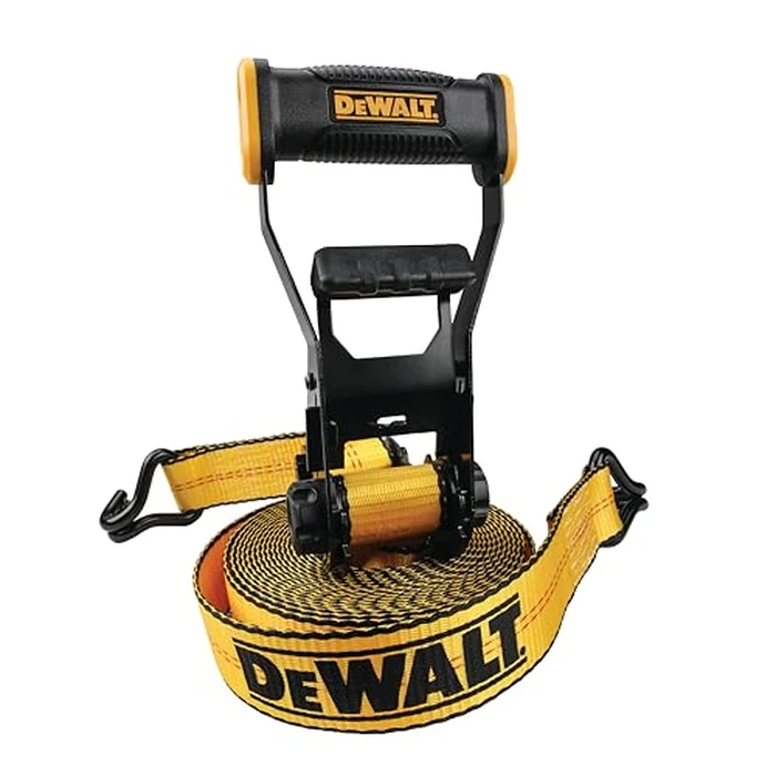 DEWALT DXBC10000J Black/Yellow 2" x 27' Ratchet Tie Down Strap with Double J-Hook - Heavy-Duty Cargo Securing (10,000 lb Break Strength) by DEWALT - Image 1