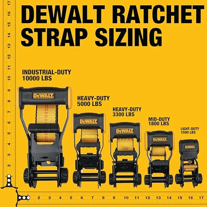 DEWALT DXBC10000J Black/Yellow 2" x 27' Ratchet Tie Down Strap with Double J-Hook - Heavy-Duty Cargo Securing (10,000 lb Break Strength) by DEWALT - Image 3