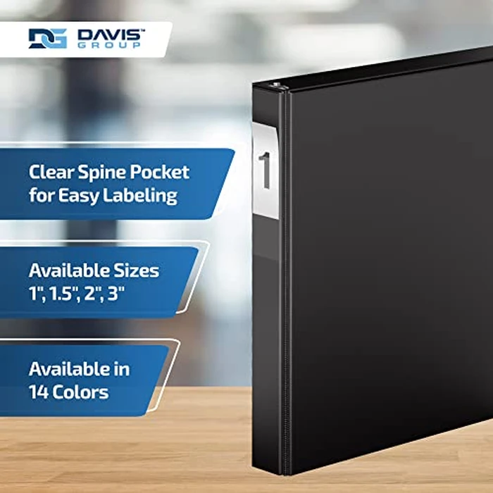 Premium Economy 1-Inch Binder, 3-Ring Binder for School, Office, or Home, Colored Binder Notebook, Pack of 6, D Ring, Black by Davis Group - Image 4